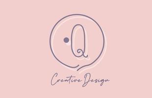 q alfabet brief logo icoon ontwerp met lijn punt en wijnoogst stijl. roze blauw creatief sjabloon voor bedrijf en bedrijf vector