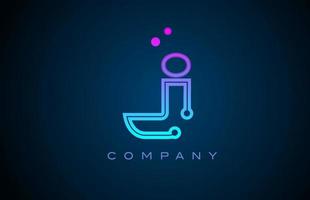 j alfabet brief logo icoon ontwerp met roze blauw kleur en stippen. creatief sjabloon voor bedrijf en bedrijf vector