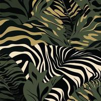 een tropisch patroon met zebra's en bladeren vector