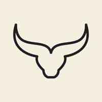 stier hoorns logo langhoorns wijnoogst lijn stijl vector illustratie icoon ontwerp sjabloon
