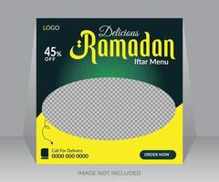 heerlijk Ramadan voedsel menu sociaal media post banier ontwerp sjabloon vector