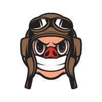 varken piloot mascotte logo ontwerp vector