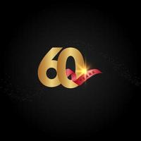 60 jaar verjaardag viering gouden vector sjabloon ontwerp illustratie