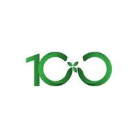 100 jaar verjaardag groen verlof vector sjabloon ontwerp illustratie
