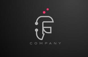 grijs f alfabet brief logo icoon ontwerp met roze punt. creatief sjabloon voor bedrijf en bedrijf vector