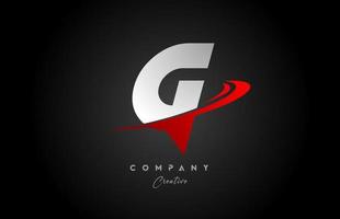 rood swoosh g alfabet brief logo icoon ontwerp met zwart grijs kleur. creatief sjabloon voor bedrijf en bedrijf vector