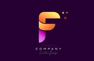 f roze geel alfabet brief logo icoon ontwerp. creatief sjabloon voor bedrijf en bedrijf vector