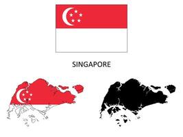 Singapore vlag en kaart Victor illustratie vector