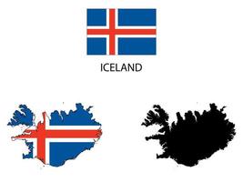 IJsland vlag en kaart illustratie vector