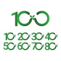 100 jaar verjaardag groen verlof vector sjabloon ontwerp illustratie