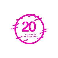 20 jaar uitstekende verjaardag vector sjabloon ontwerp illustratie