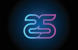 roze lijn 25 aantal logo icoon ontwerp. creatief sjabloon voor bedrijf en bedrijf vector