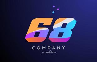 gekleurde aantal 68 logo icoon met stippen. geel blauw roze sjabloon ontwerp voor een bedrijf en zaken vector