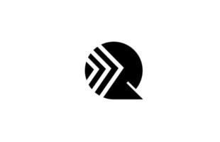 zwart wit meetkundig q alfabet brief logo icoon ontwerp. creatief sjabloon voor bedrijf en bedrijf vector