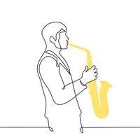 Mens spelen de saxofoon - een lijn tekening vector. mannetje saxofonist concept vector