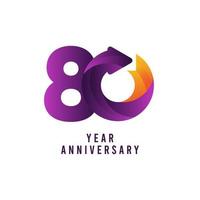 80 jaar verjaardag kleurovergang paarse vector sjabloon ontwerp illustratie