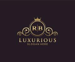 eerste rb brief Koninklijk luxe logo sjabloon in vector kunst voor restaurant, royalty, boetiek, cafe, hotel, heraldisch, sieraden, mode en andere vector illustratie.