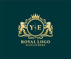 eerste gij brief leeuw Koninklijk luxe logo sjabloon in vector kunst voor restaurant, royalty, boetiek, cafe, hotel, heraldisch, sieraden, mode en andere vector illustratie.