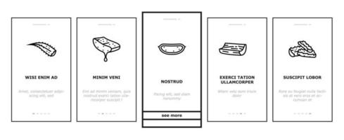 aloë vera natuur groen zorg onboarding pictogrammen reeks vector