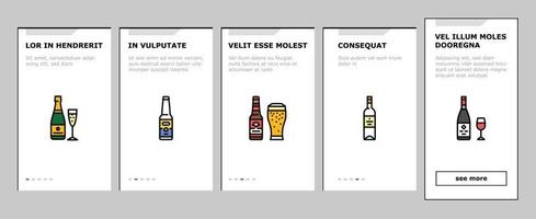 alcohol fles glas drinken bar onboarding pictogrammen reeks vector