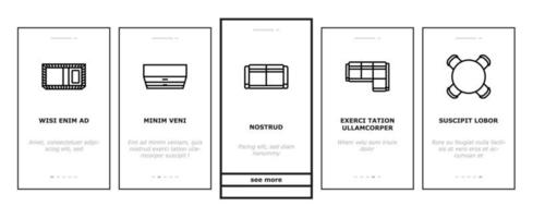 verdieping plan interieur meubilair onboarding pictogrammen reeks vector