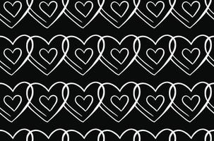 hand getrokken, zwart, wit kleur hart overzicht naadloze patroon vector