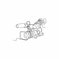 doorlopend lijn tekening van retro video camera vector