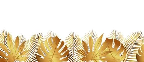 tropisch gouden bladeren naadloos. grens kader met vector bladeren