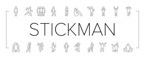 stickman Mens mensen silhouet pictogrammen reeks vector