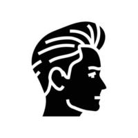 pompadour kapsel mannetje glyph icoon vector illustratie