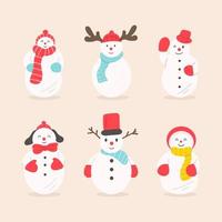 sneeuwpop collectie. vector cartoon collectie met verschillende sneeuwpop. platte vectorillustratie.