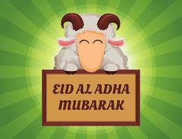 gelukkig geit Holding tekst bord voor eid al adha viering illustratie concept vector