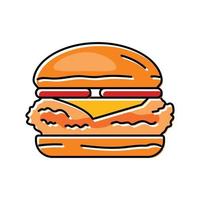 ongezond kip gebakken kleur icoon vector illustratie
