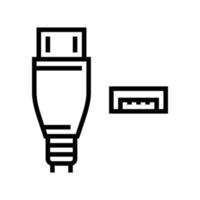 USB micro een lijn icoon vector illustratie