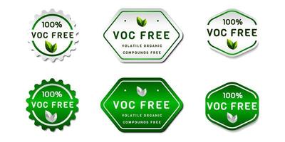 voc vrij etiket sticker. vluchtig biologisch verbindingen vrij abstract. met blad icoon. Aan helling groen en wit kleuren. premie, en luxe vector illustratie ontwerp