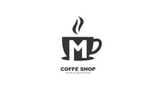 m koffie logo ontwerp inspiratie. vector brief sjabloon ontwerp voor merk.