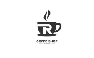 r koffie logo ontwerp inspiratie. vector brief sjabloon ontwerp voor merk.