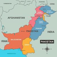 Pakistan kaart met wijk namen vector