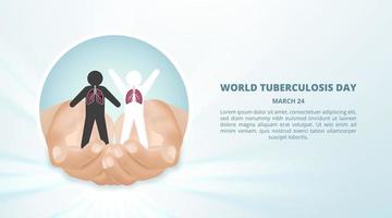 wereld tuberculose dag met handen Holding menselijk snijdend papier vector