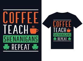 koffie onderwijzen geintjes herhaling illustraties voor drukklare t-shirts ontwerp vector