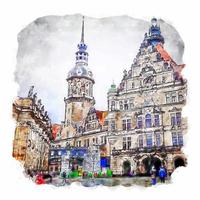 dresden duitsland aquarel schets hand getekende illustratie vector