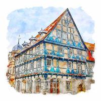 architectuur duitsland aquarel schets hand getekende illustratie vector