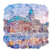 stockholm zweden aquarel schets hand getekende illustratie vector