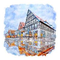 nienburg niedersachsen Duitsland waterverf schetsen hand- getrokken illustratie vector