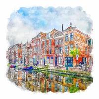 Leiden Nederland waterverf schetsen hand- getrokken illustratie vector