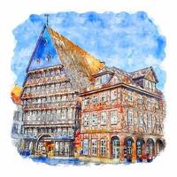 hildesheim duitsland aquarel schets hand getekende illustratie vector