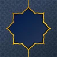abstracte gouden geometrische vorm met islamitisch ontwerp op donkerblauwe achtergrond vector