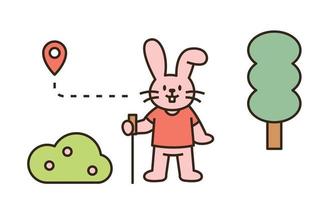 een konijn dat in het bos wandelt. platte ontwerpstijl minimale vectorillustratie. vector