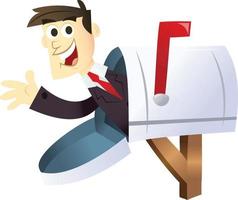 cartoon zakenman in mailbox vector