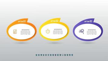 creatief concept voor procesdiagram infographic met 3 pictogrammenopties of stappen. vector